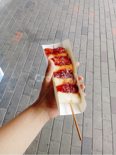 소시지,떡,꼬치,음식,손