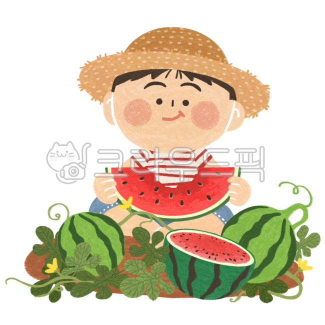여름방학,여름,수박,과수원,남자아이,시골