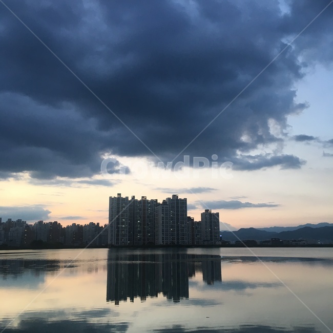 아파트,남매지,호수,수변,구름,하늘,풍경,수변공원