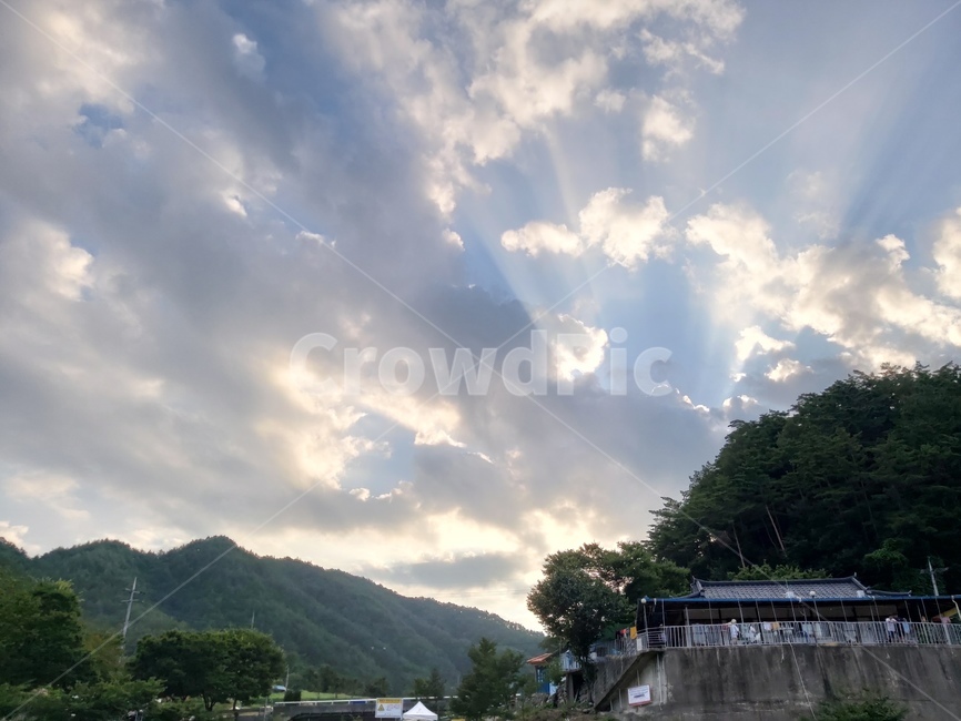 하늘,노을,산,풍경,저녁하늘