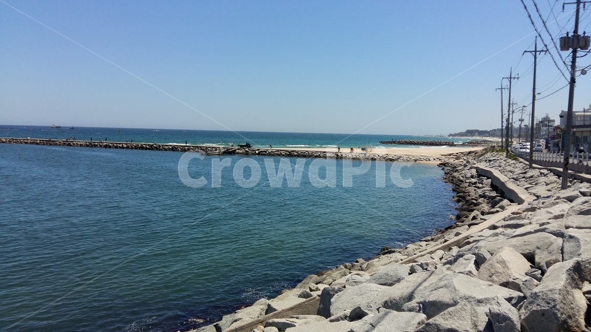water,바다,하늘,방파제,바위,sea