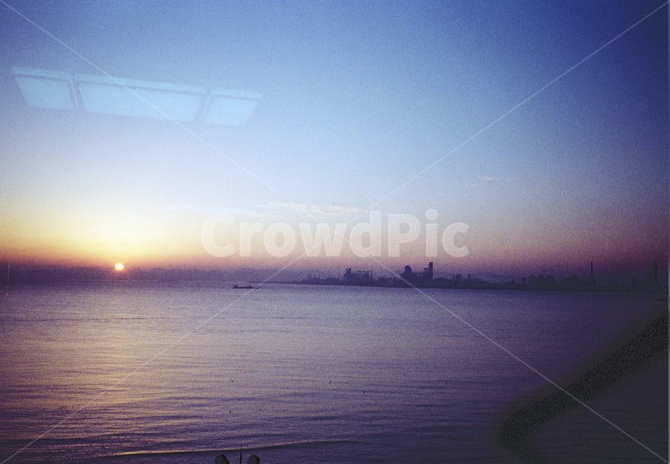 필름카메라,일출,바다,하늘,해