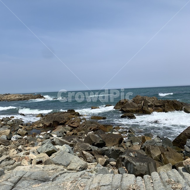 여름바다,돌,하늘,파도,청량,시원