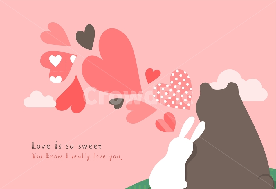 곰,토끼,커플,연인,하트,사랑,패턴,일러스트,연인,커플,사랑,lover,couple,그래픽,일러스트레이션,graphic,illustration