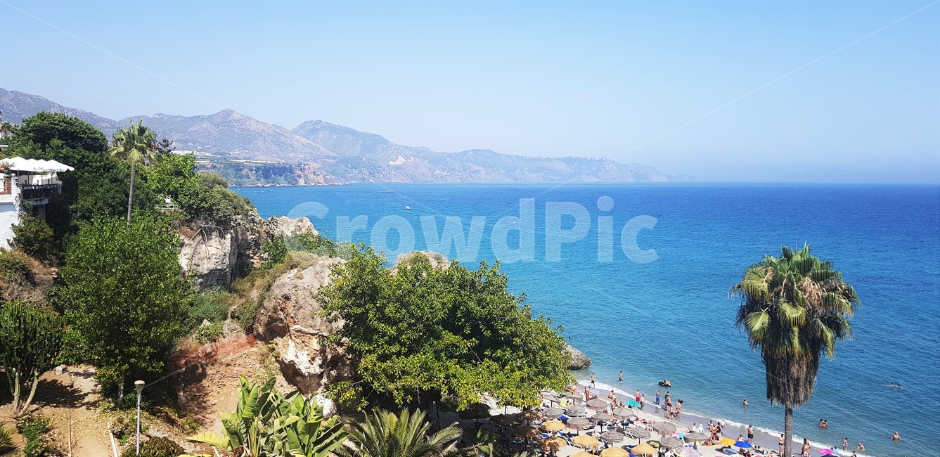 rest,nature,Nerja,summer,Spain,Mediterranean,Beach,ocean,background,sight,vacation spot,europe
