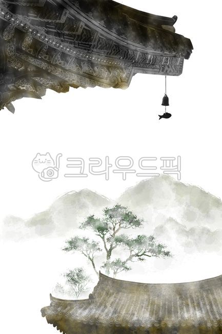 수묵화,한옥,한국전통가옥,한국화,동양화,기와,기와지붕,한옥지붕,기와집,물감번짐,수채화,붓터치,손그림,한국전통배경,먹물번짐,색번짐,브러시터치,흑백,번짐효과,먹그림,배경,흰색,흰바탕,흰색배경,누끼,배경이미지,예술,일러스트,처마,종,풍경,나무,산