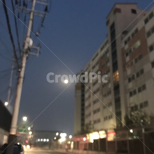 달,동네,밤하늘,달빛,저녁