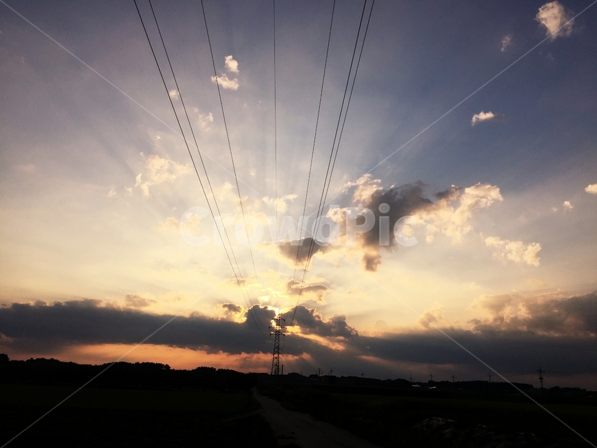 저녁,하늘,일몰,구름,sky