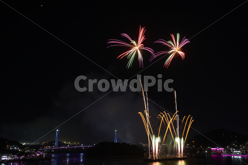 Yeosu night sea,Fireworks festival,night sea,Yeo su,Firecracker