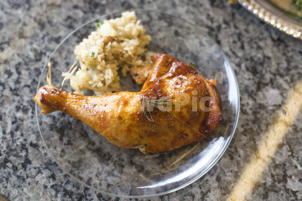 chicken,smoked,fried rice,restaurant,chicken leg,roast