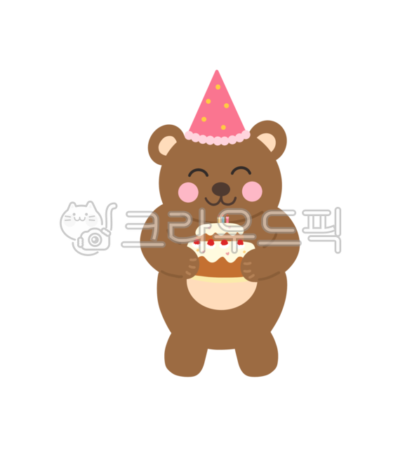곰,곰돌이,고깔모자,생일,생일케이크,곰도안,생일파티,생일모자,케이크,케익,일러스트