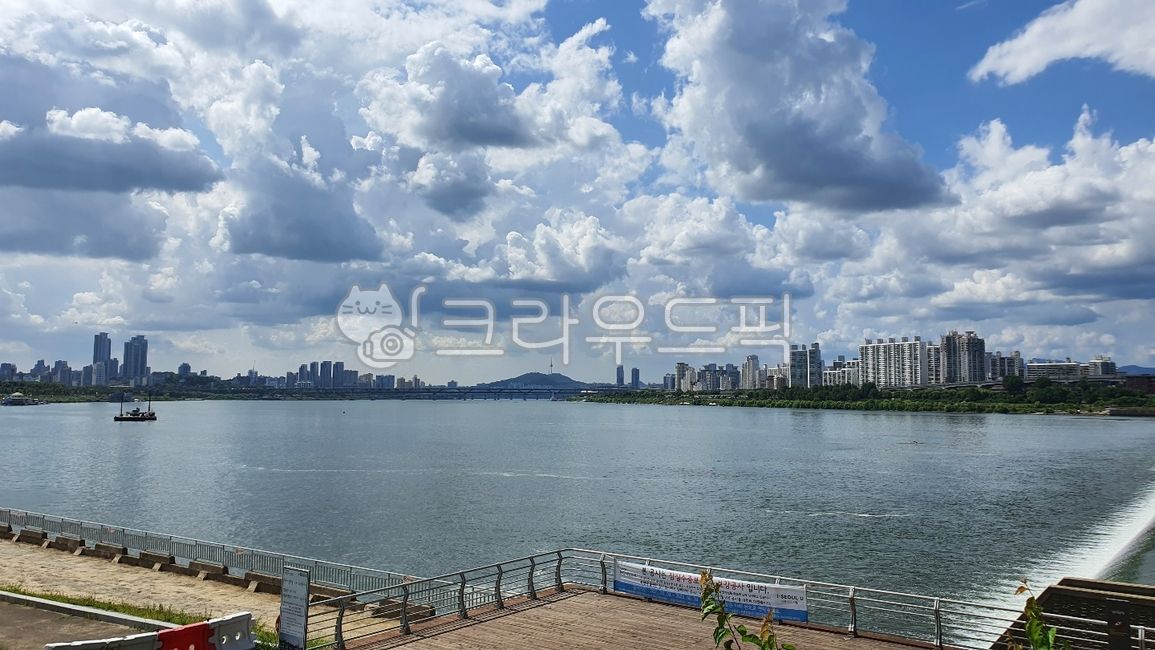 한강,한강공원,서울,한강다리,구름,자연