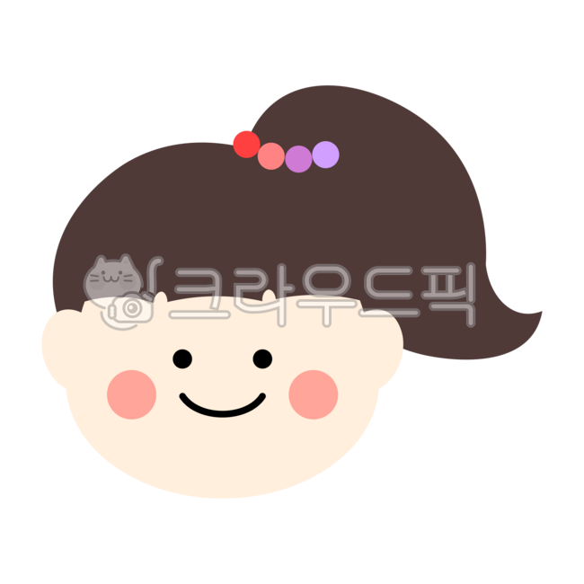 얼굴,사람얼굴,웃는얼굴,어린이,아이,여자,여아,여자얼굴,여자아이,여자머리,포니테일,묶은머리,올림머리,구슬,방울