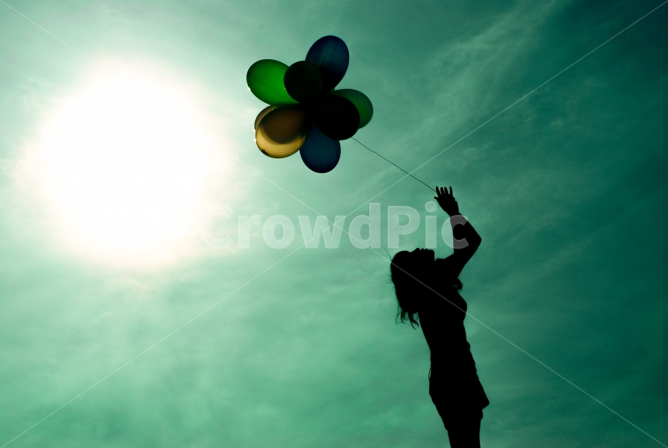 희망,풍선,소녀,하늘,꿈,사람,인물,인간,human,person,인물실루엣,사람실루엣,character silhouette,human silhouette,감성,sensible,feeling,ball,공,balloon