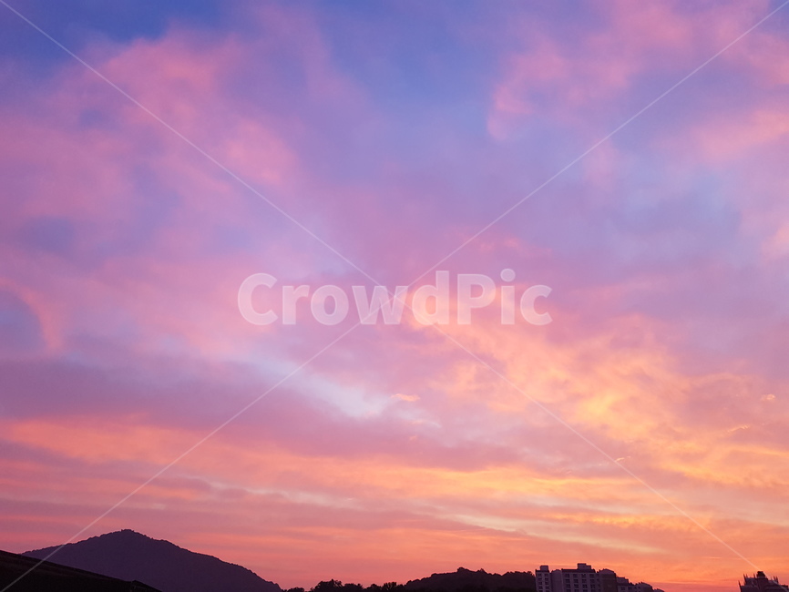 노을,석양,구름,비행운,하늘,sky,sunset