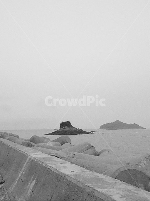 nature,자연,흑백,무인도,바닷가,부둣가,방파제,탈출,고립