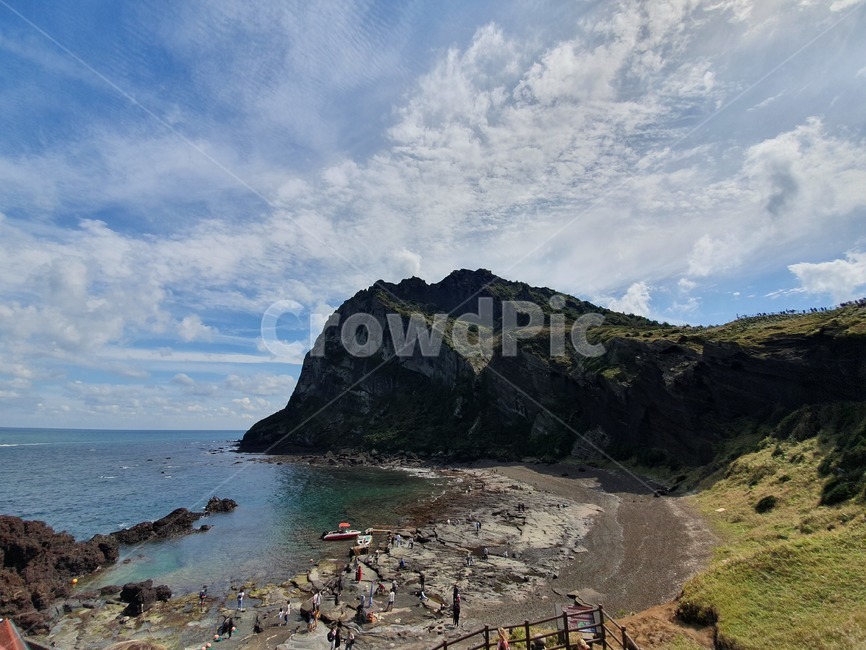 nature,자연,바다,구름,하늘,성산일출봉,파란색,물,sea