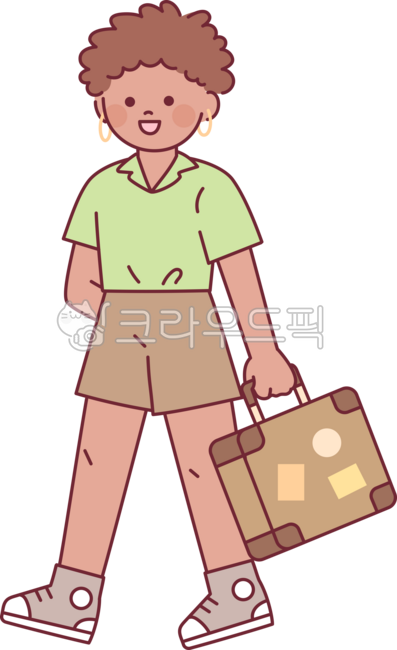 외곽선,심플,단순한,일러스트레이션,여행,휴가,여름,열대,해외여행,즐거운,귀여운,사람,여행객,관광,여성,짐가방