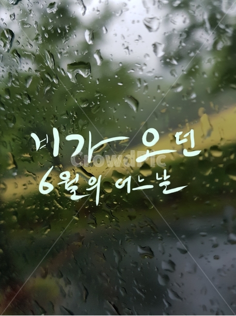 6월의어느날유리창,어느날,6월의어느날,유리창,빗물,비,비오는날,rain,rainy,캘리그라피,손글씨,calligraphy