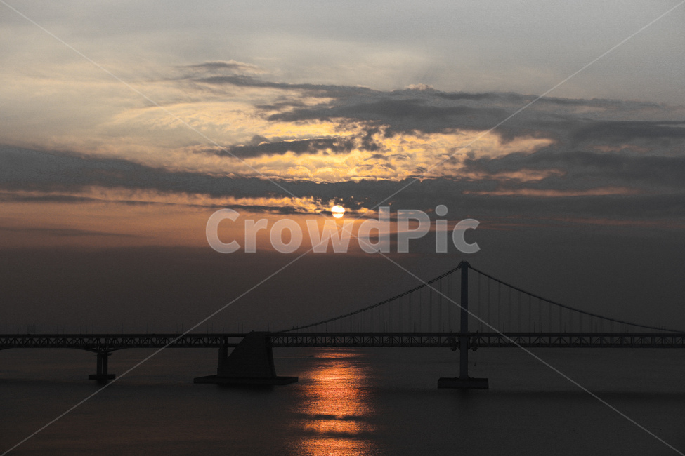 부산,광안리,해운대,광안대교,일몰,바닷가,하늘