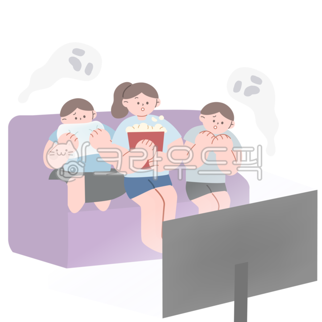 여름,여름나기,공포,공포영화,영화,영화관람,집,라이프스타일,무서움,두려움,호러,유령,고스트,귀신,tv,텔레비전,소파,여자,남자,팝콘,납량특집,영화감상,피서,앉아있는