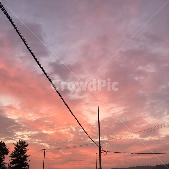노을,저녁,저녘노을,저녘하늘,케이블,powerlines