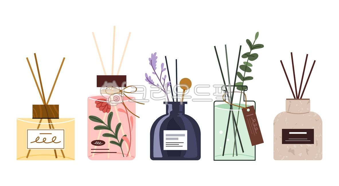 디퓨저,인테리어,소품,일러스트,향기,아로마,향수,방향제,스틱,식물,꽃,장식,벡터
