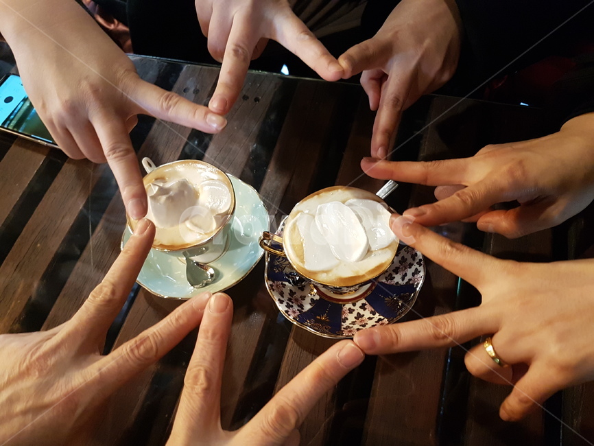 별,커피,별모양,손가락,모양,손유희,손별