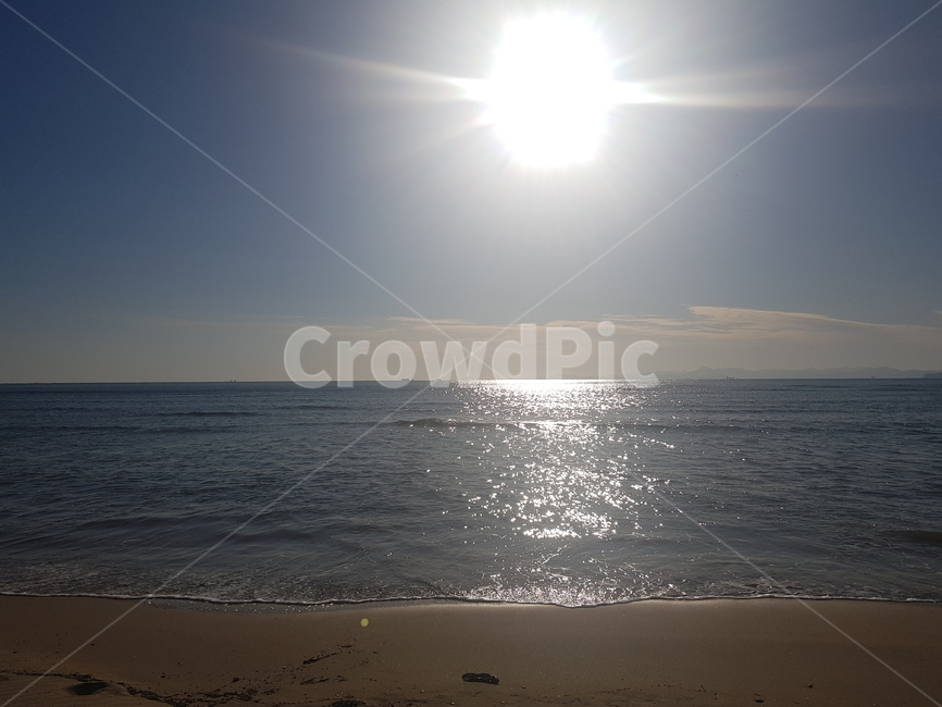 부산,바다,바닷가,해안,잔잔한파도,모래사장,태양,자연,풍경,nature,landscape,해변,바다,beach,sea,light,빛,flare,플레어,sunlight,햇빛