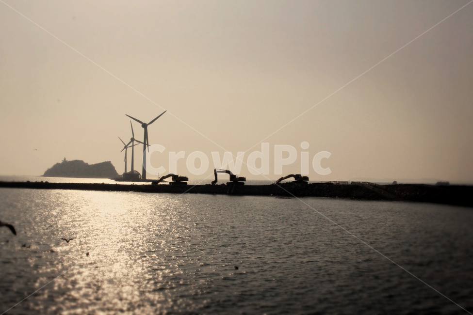 바다,해질무렵,밤바다,서해,편안한,산업,industry,industrial