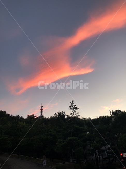 하늘,노을,구름,풍경,붉은구름