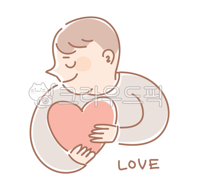 심리,감정,일러스트,정신건강,마음,캐릭터,사람,인물,하트,사랑,남자,봉사,따뜻한,행복한,미소,웃음,로맨틱,로맨티스트