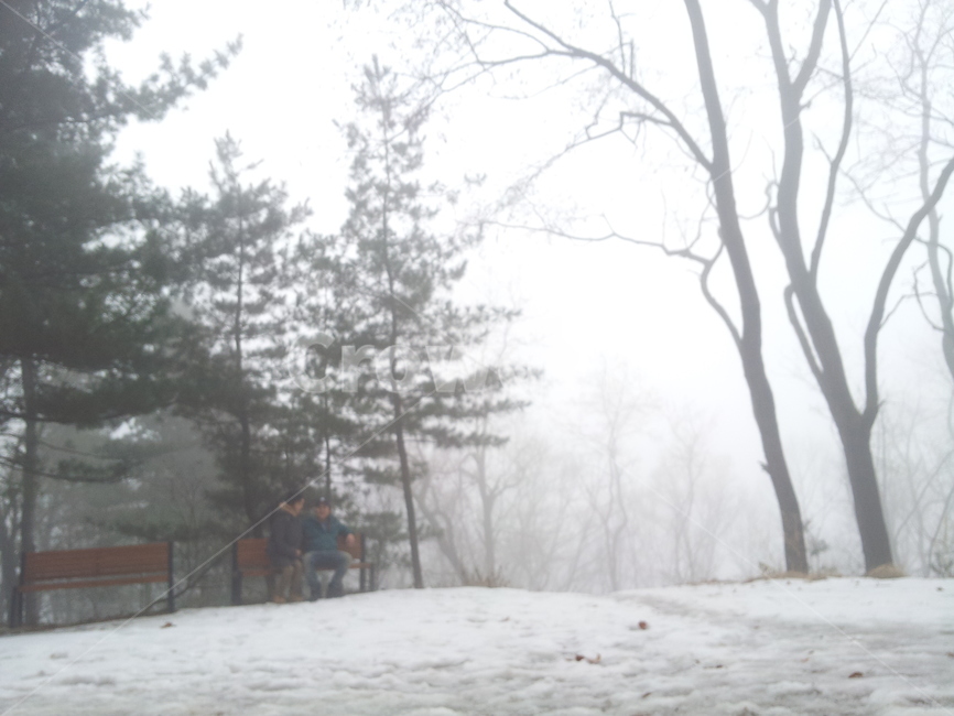겨울산,겨울뒷산,안개산,안개,눈덮힌산,nature