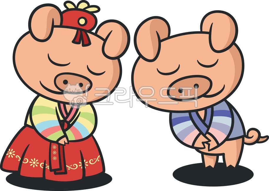 Chuseok characters,Pig story,greeting,pig character,Hanbok Character,Bossam,Thanksgiving,holiday,pig,thanks,New Year greetings,Lunar New Year greetings,pork belly,Holiday greetings,Chuseok greetings,Pig illustration,Thank you,new year,Pork feet,Pig drawin