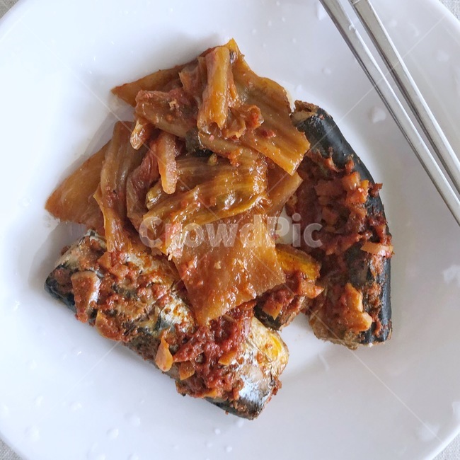생선,꽁치조림,요리,김치,꽁치