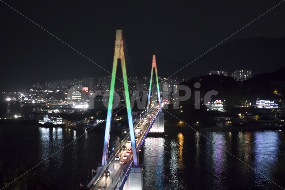 여수,돌산대교,밤바다,교각,야경,도시,풍경,city,landscape,교통,교통수단,traffic,transportation,야경,밤,nightscape,night