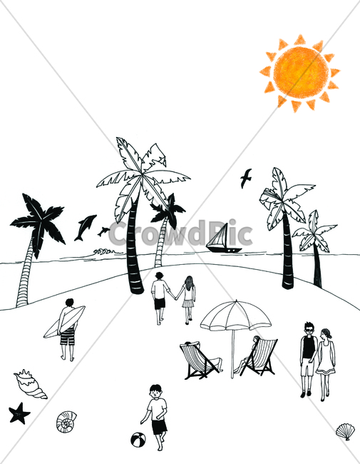 손그림,handdrawing,팬그림,팬라인,pen,penline,penpicture,pendrawing,해변,beach,theseaside,theseashore,sun,태양,야자수,파라솔,parasol,아이,child,children,아이들,소녀,girl,소년,boy,친구,friend,companion,beachumbrella,patioumbrella,소라,conch,turban,shell,갈매기,seagull,gull,palmtree
