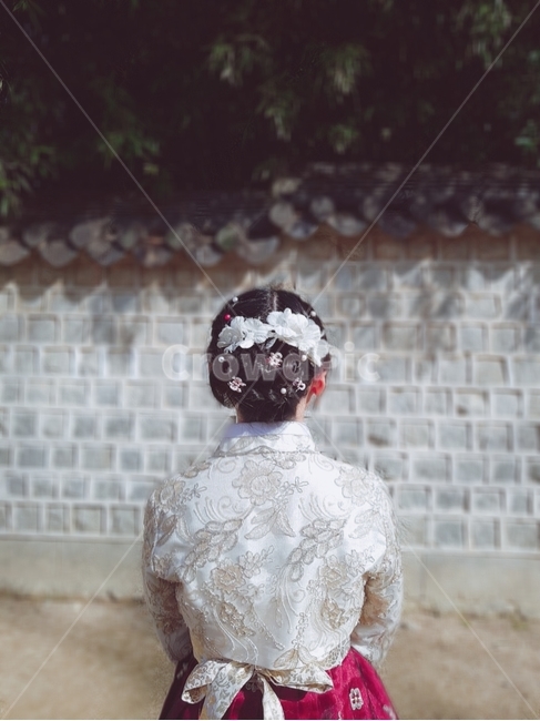 한복,머리장식,뒷모습,한국,전통,돌담,담벼락,전통의상,헤어장식,헤어,헤어핀,여자한복,여자,머리,아름다움,아름다운,여성,햇살,낮,한옥마을,경기전,korea,korean,hanbok,woman,hair,back,behind,tradition,한복,한국전통의상,hanbok,korean traditional clothes,사람,인물,인간,human,person,여성,여자,woman,female,lady