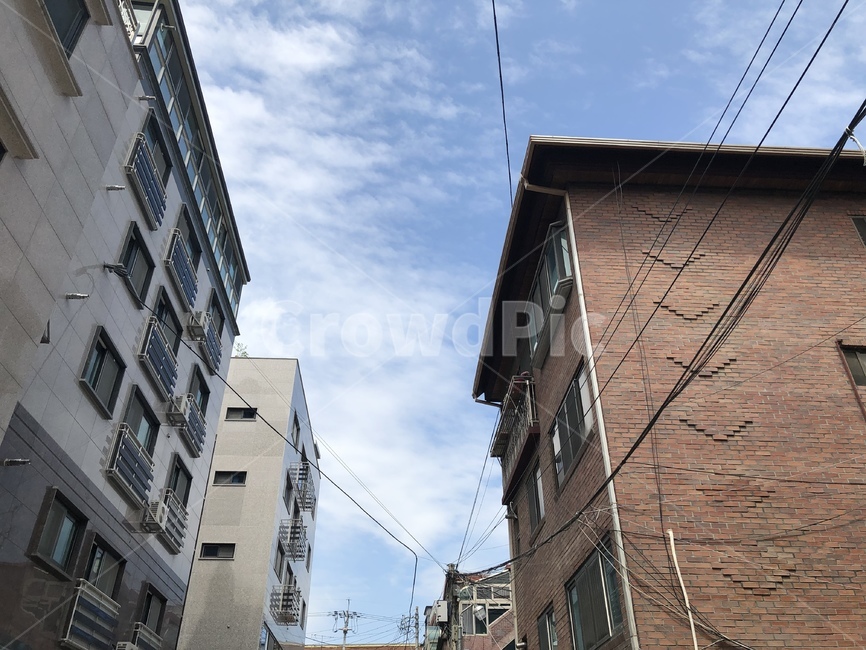 자전거,길가,거리,골목,하늘
