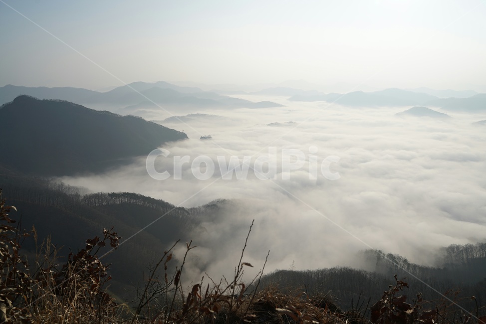 계곡바다,구름산,산수화,낮은구름,안개산