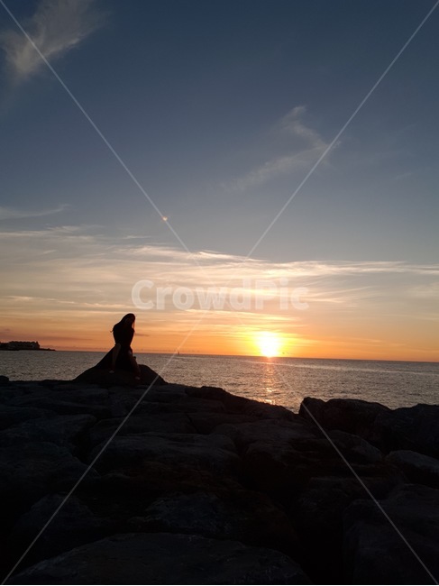 어두운,노을,배경,추억,그리움,그림자,저녁바다,바다