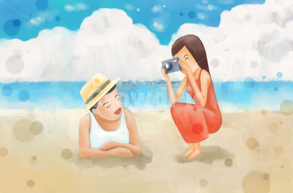 tide,couple,oil paint,situation picture,cloud,pastel,character,sandy beach,drawing,sight,commercial art,female,chopping,conversation,sky,image,handwork,hand drawing,excited,pleasure,feeling,painter,sand,ocean,person,background,pretty picture,Watercolor,va