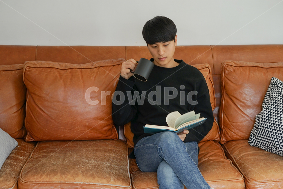 쇼파,소파,휴식,남성,남자,거실,휴일,sofa,실내,쿠션,rest,가구,독서,책,book