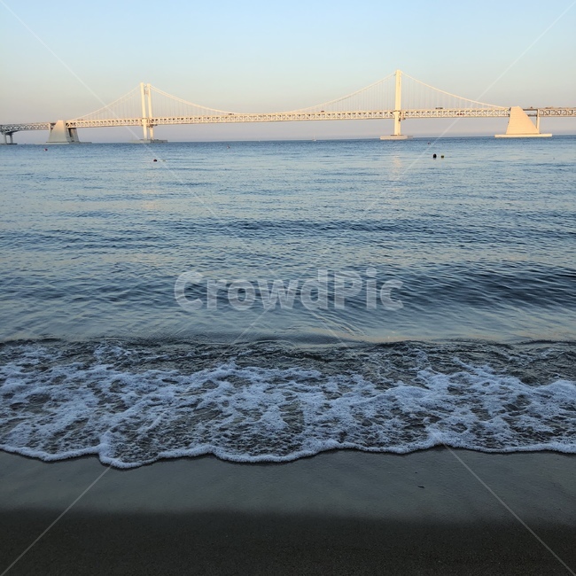 부산,파도,다리,파란색,추운,물,시원한,해변,바다,beach,sea