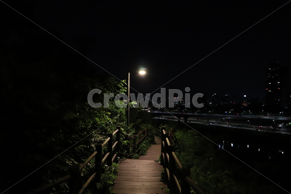 한강,계단,가로등,야경,산책로