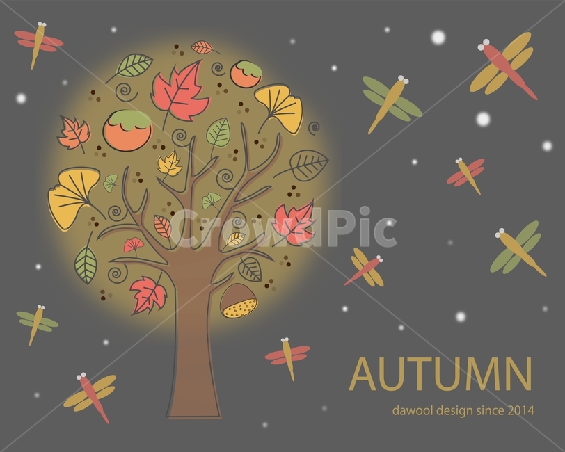 나무,잎,낙엽,은행,밤,감,잠자리,가을,스케치,일러스트,가을,계절,fall,autumn,season,그래픽,일러스트레이션,graphic,illustration
