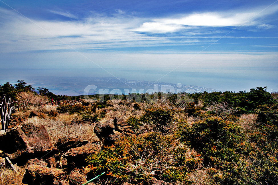 한라산,제주도,한라산국립공원,성판악코스,등산,푸른하늘,서귀포시,암석,화산암
