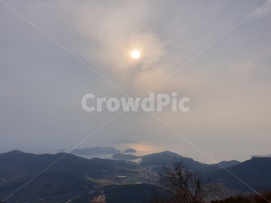 일몰,일출,한려수도,통영,미륵산,섬
