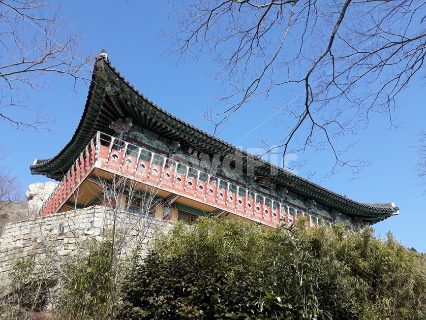 한국,사찰,전통양식,한옥,기와,가지,수풀,벽돌,오래된,하늘,전통적인,문화,전통,남해,보리암