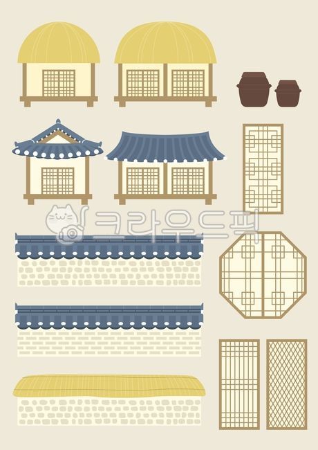 배경,일러스트,일러스트레이션,그림,드로잉,백그라운드,새해,신년,패턴,문양,무늬,전통,전통문양,전통패턴,추석,한가위,정월대보름,대보름,설,설날,명절,벡터,한국,한국문화,한국전통,집,초가집,기와집,전통가옥,담,담장,장독대,항아리,한옥,문,창문,pattern,jar,window,vintage,old,roof,exterior,door,home,architecture,construction,house,building,celebration,decorative,element,symbol,decoration,icon,flat,object,newyear,midautumnfestival,chuseok,asian,asia,holiday,korean,korea,tradition,traditional,collection,set,illustration,background,isolated,vector